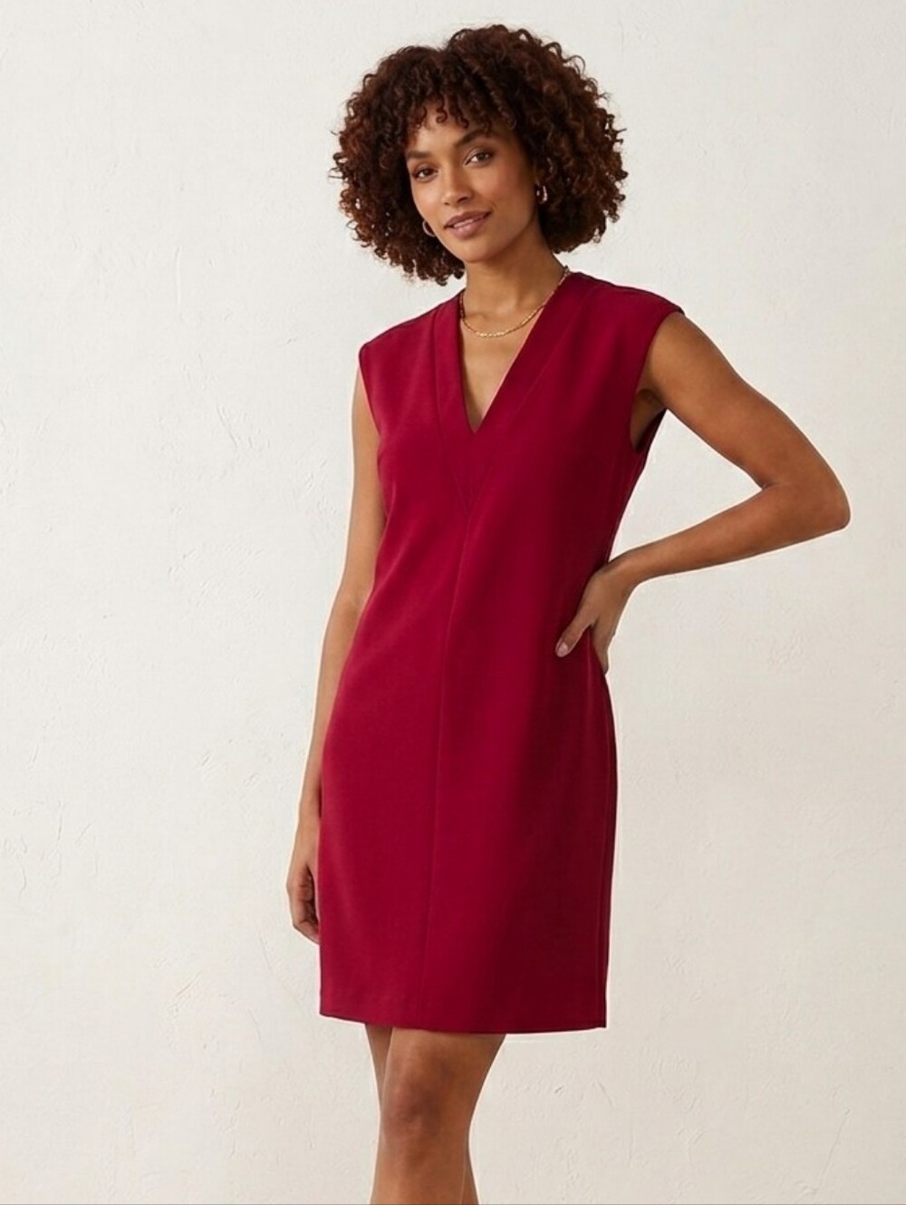 Trina Turk Sleeveless V-Neck Mini Dress in Berry